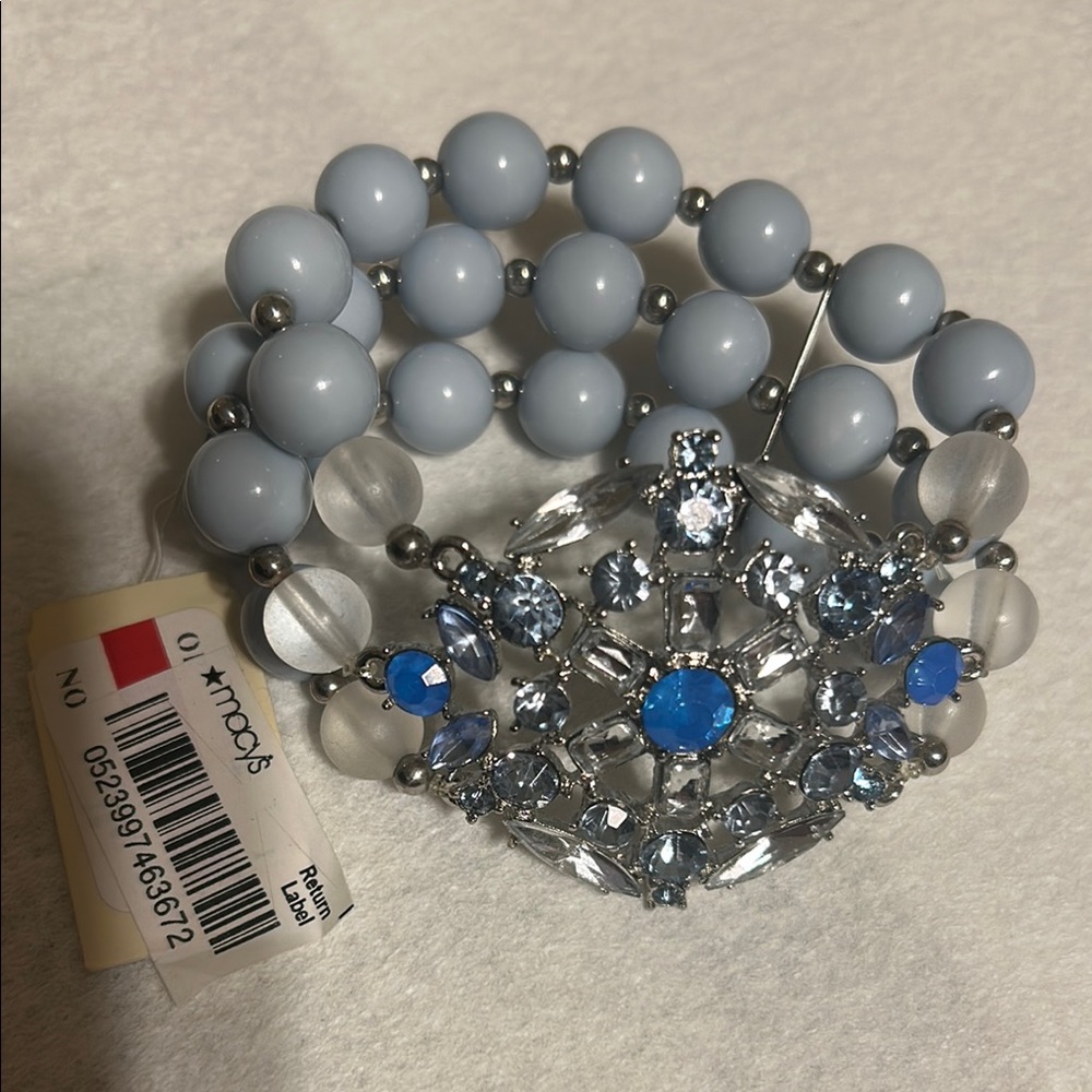 Elegant Blue and Silver Beaded Bracelet